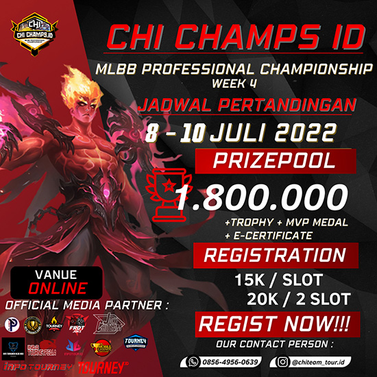 turnamen ml mlbb mole mobile legends juli 2022 chi champs id season 1 week 4 poster