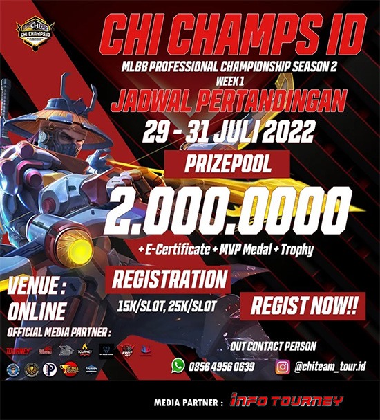 turnamen ml mlbb mole mobile legends juli 2022 chi champs id season 2 week 1 poster