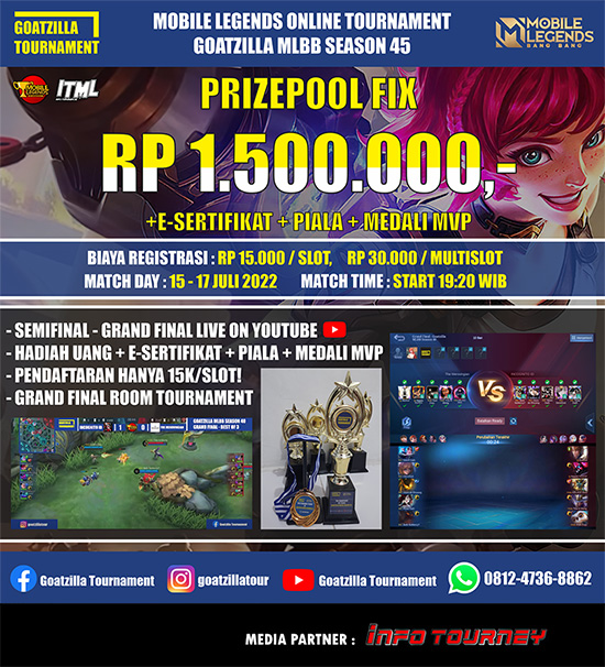 turnamen ml mlbb mole mobile legends juli 2022 goatzilla season 45 poster