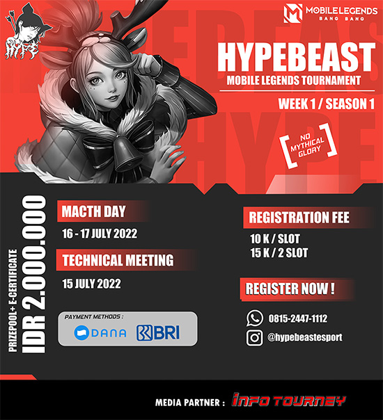 turnamen ml mlbb mole mobile legends juli 2022 hypebeast esport season 1 poster