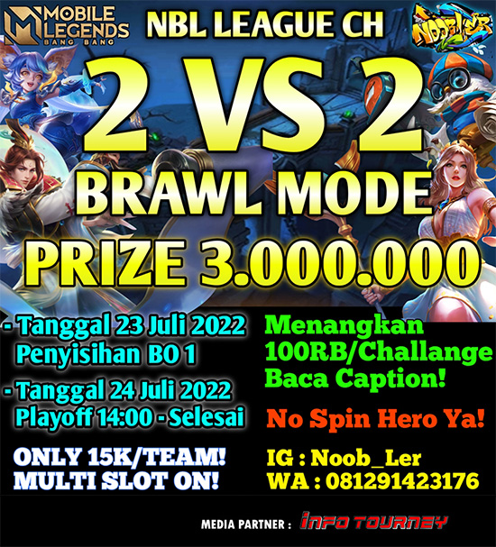 turnamen ml mlbb mole mobile legends juli 2022 nbl league 2vs2 brawl poster