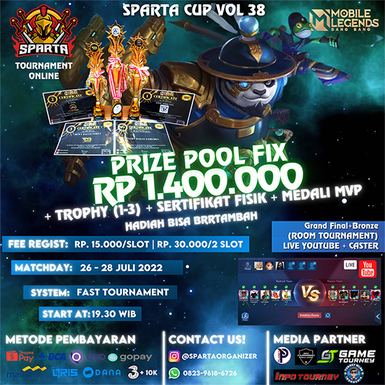 turnamen ml mlbb mole mobile legends juli 2022 sparta organizer season 38 poster