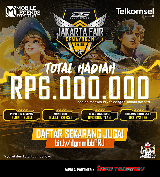 turnamen ml mlbb mole mobile legends juli 2022 dg jakarta fair 2022 poster