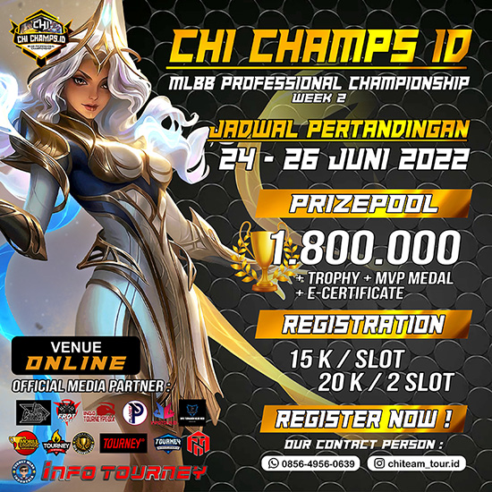 turnamen ml mlbb mole mobile legends juni 2022 chi champs id season 1 week 2 poster