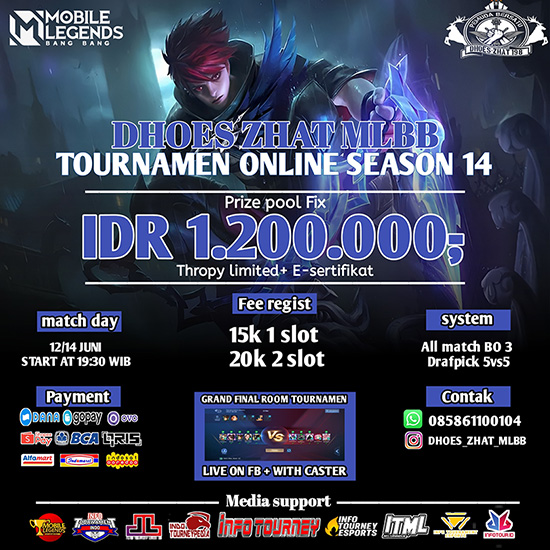 turnamen ml mlbb mole mobile legends juni 2022 dhoes zhat season 14 poster