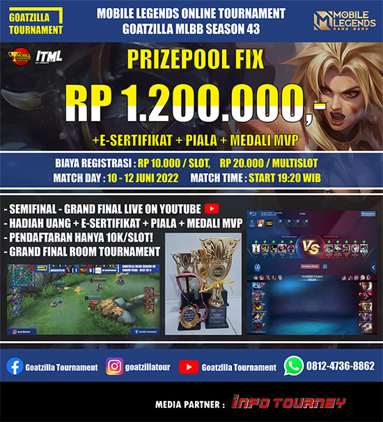 turnamen ml mlbb mole mobile legends juni 2022 goatzilla season 43 poster