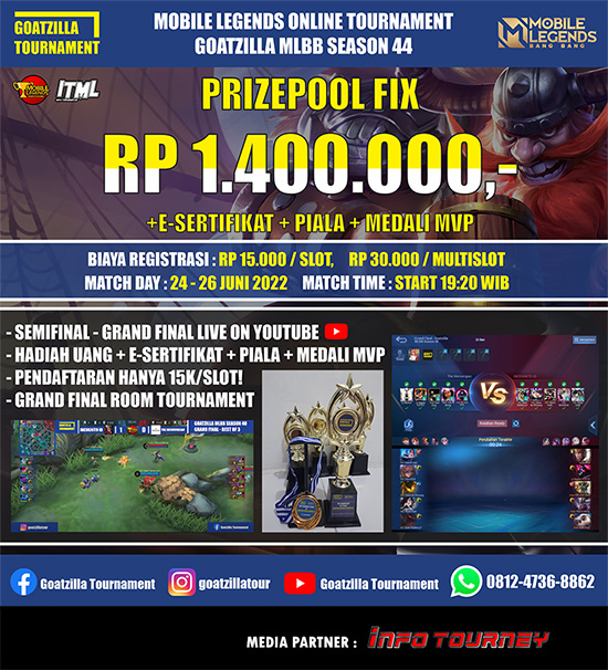 turnamen ml mlbb mole mobile legends juni 2022 goatzilla season 44 poster