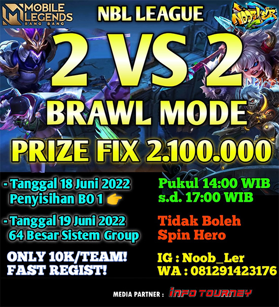 turnamen ml mlbb mole mobile legends juni 2022 nbl league 2vs2 brawl poster