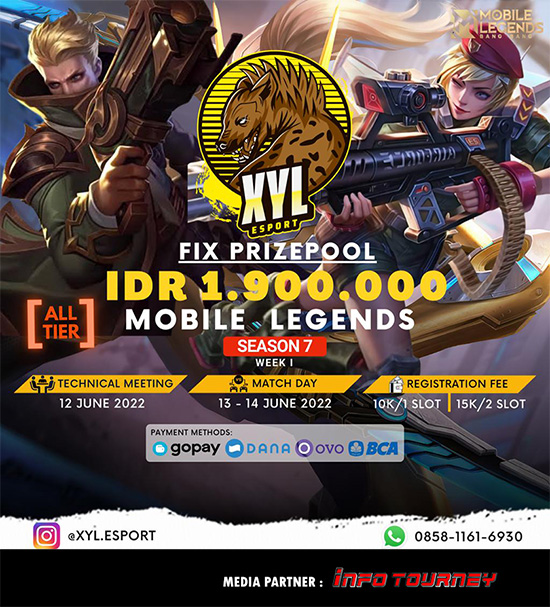 turnamen ml mlbb mole mobile legends juni 2022 xyl esport season 7 week 1 poster