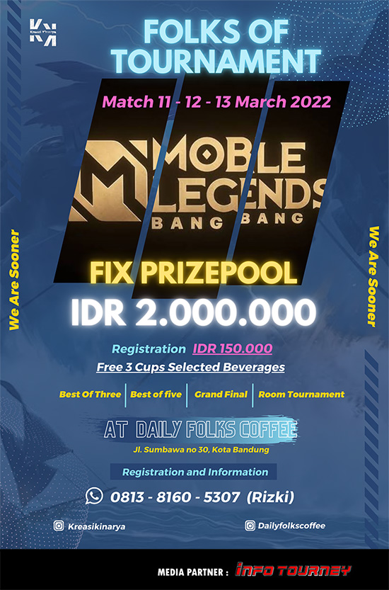 turnamen ml mlbb mole mobile legends maret 2022 daily folks coffee poster