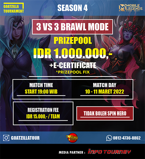 turnamen ml mlbb mole mobile legends maret 2022 goatzilla brawl season 4 poster