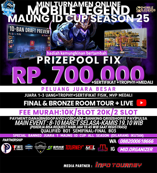 turnamen ml mlbb mole mobile legends maret 2022 maung id cup season 25 poster