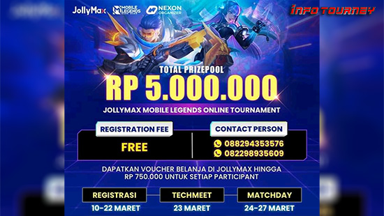 turnamen ml mlbb mole mobile legends maret 2022 nexon x jollymax logo