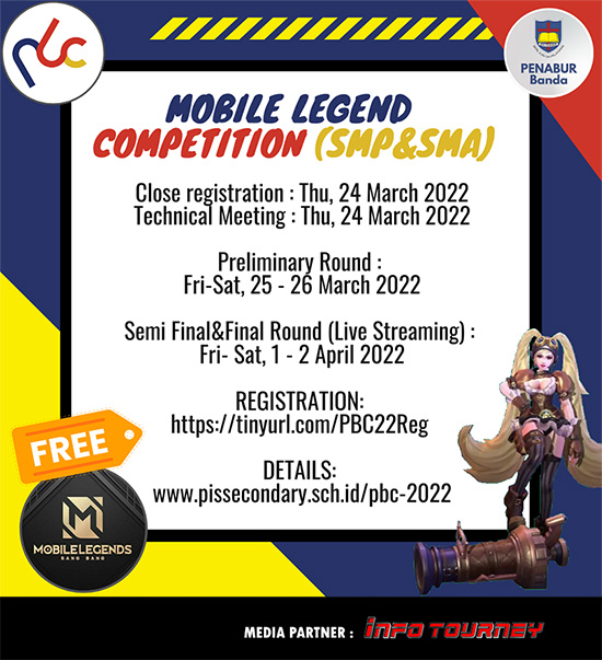 turnamen ml mlbb mole mobile legends maret 2022 penabur banda competition poster