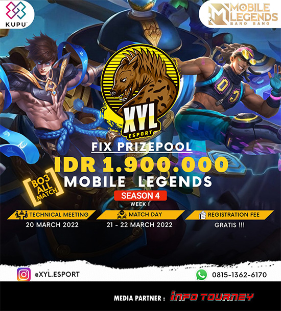 turnamen ml mlbb mole mobile legends maret 2022 xyl esport season 4 week 1 poster