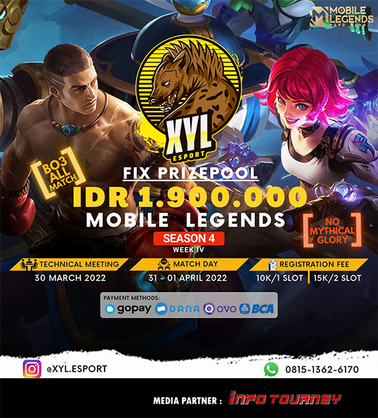 turnamen ml mlbb mole mobile legends maret 2022 xyl esport season 4 week 4 poster