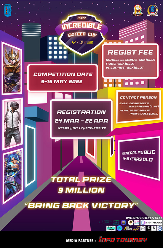 turnamen ml mlbb mole mobile legends mei 2022 incredible sixteen cup 2022 poster