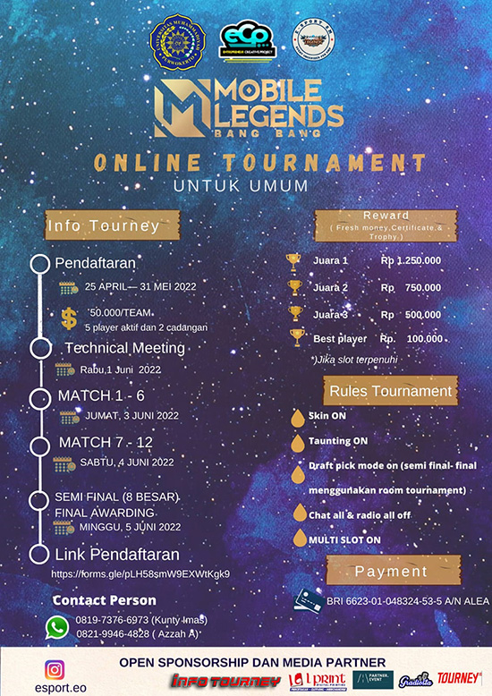turnamen ml mlbb mole mobile legends juni 2022 ump esport 2m poster