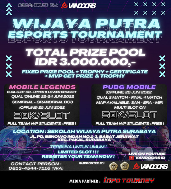 turnamen ml mlbb mole mobile legends juni 2022 wijaya putra esports poster
