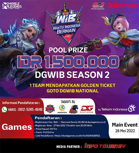 turnamen ml mlbb mole mobile legends mei 2022 dunia games wib jember season 2 poster