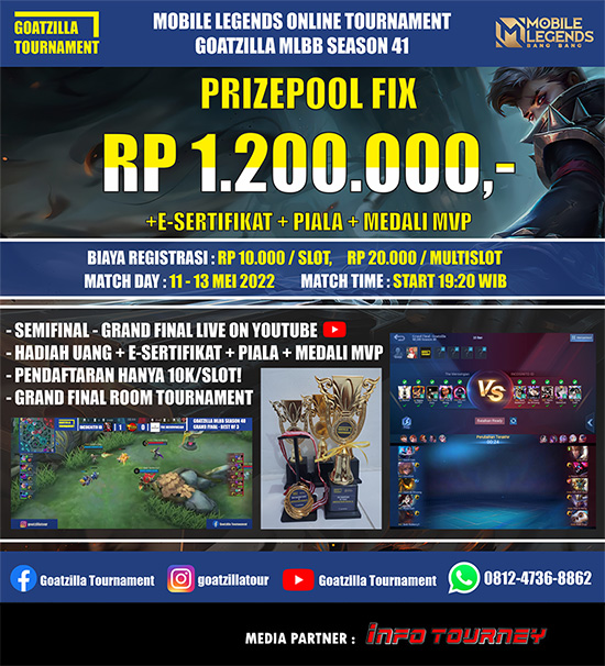 turnamen ml mlbb mole mobile legends mei 2022 goatzilla season 41 poster