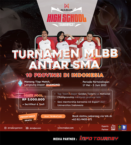 turnamen ml mlbb mole mobile legends mei 2022 mabar highschool poster