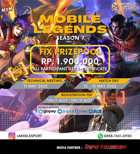 turnamen ml mlbb mole mobile legends mei 2022 mxm esport season 7 week 4 poster
