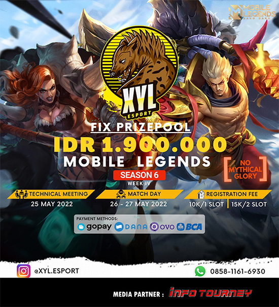 turnamen ml mlbb mole mobile legends mei 2022 xyl esport season 6 week 4 poster