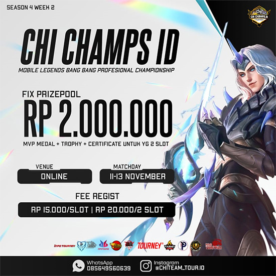 turnamen ml mlbb mole mobile legends november 2022 chi champs id season 4 week 2 poster