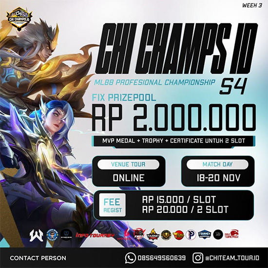 turnamen ml mlbb mole mobile legends november 2022 chi champs id season 4 week 3 poster