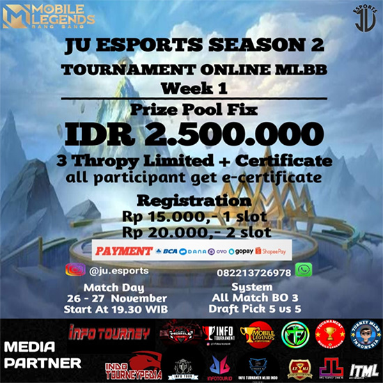 turnamen ml mlbb mole mobile legends november 2022 ju esports season 2 week 1 poster