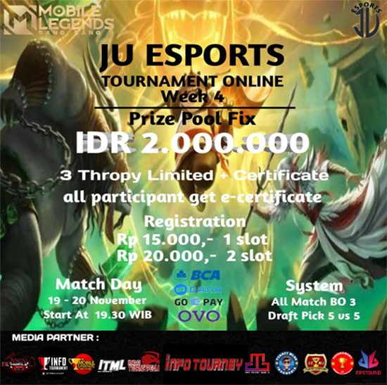 turnamen ml mlbb mole mobile legends november 2022 ju esports week 4 poster