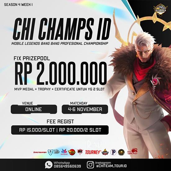 turnamen ml mlbb mole mobile legends november 2022 chi champs id season 4 week 1 poster