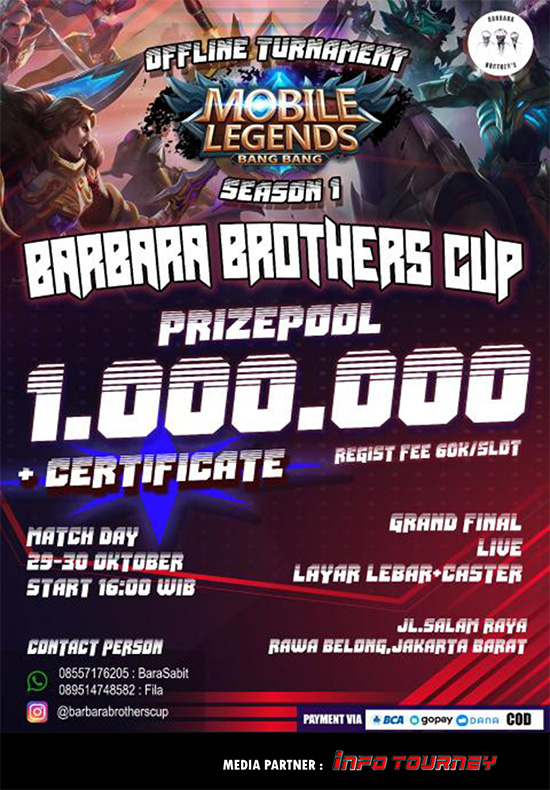 turnamen ml mlbb mole mobile legends oktober 2022 barbara brothers cup season 1 poster