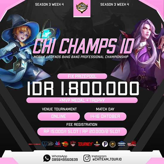 turnamen ml mlbb mole mobile legends oktober 2022 chi champs id season 3 week 4 poster