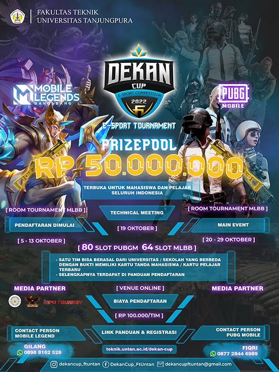 turnamen ml mlbb mole mobile legends oktober 2022 dekan cup ft untan 2022 poster