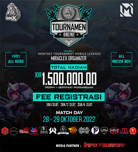 turnamen ml mlbb mole mobile legends oktober 2022 miraclex organizer season 1 week 2 poster