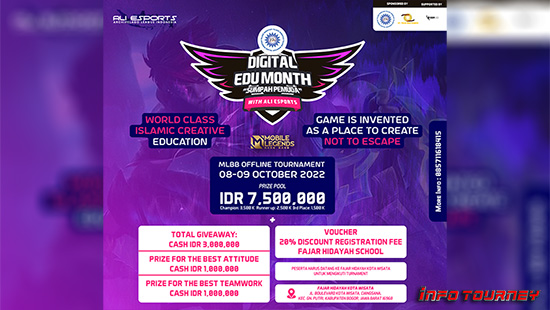 turnamen ml mlbb mole mobile legends oktober 2022 fajar hidayah digital edu month logo