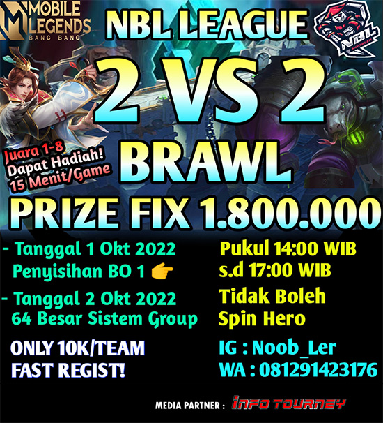 turnamen ml mlbb mole mobile legends oktober 2022 nbl league 2vs2 4 poster