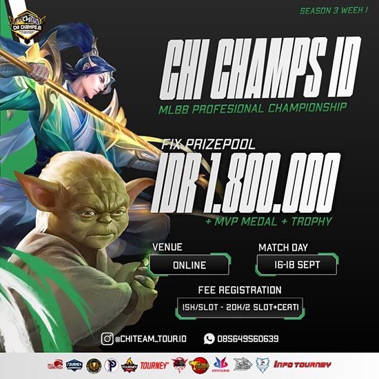 turnamen ml mlbb mole mobile legends september 2022 chi champs id season 3 week 1 poster