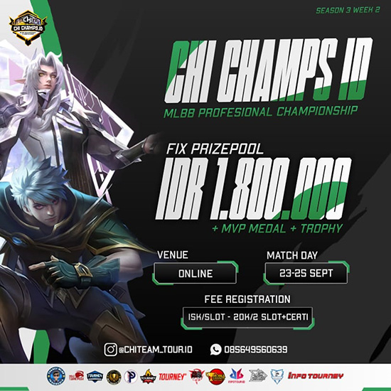 turnamen ml mlbb mole mobile legends september 2022 chi champs id season 3 week 2 poster