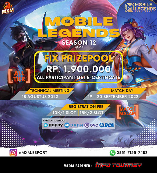 turnamen ml mlbb mole mobile legends september 2022 mxm esport season 12 week 1 poster