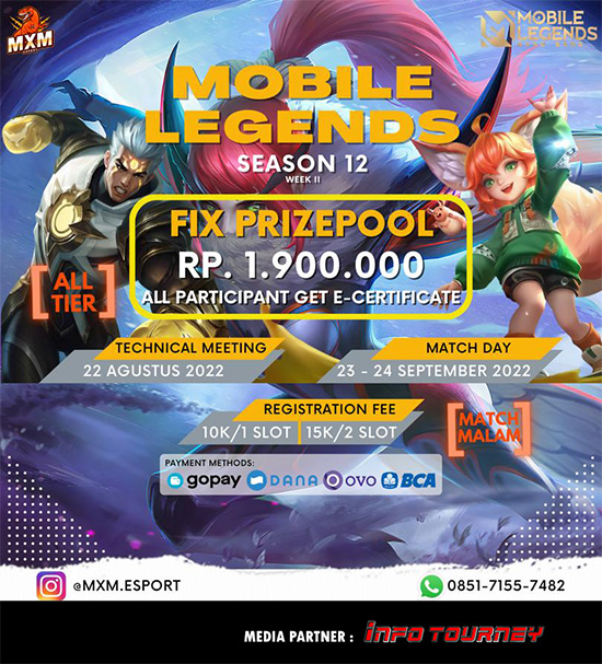 turnamen ml mlbb mole mobile legends september 2022 mxm esport season 12 week 2 poster