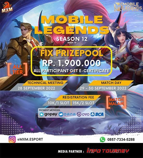 turnamen ml mlbb mole mobile legends september 2022 mxm esport season 12 week 4 poster