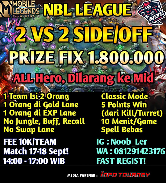 turnamen ml mlbb mole mobile legends september 2022 nbl league 2vs2 poster