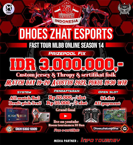 turnamen ml mlbb mole mobile legends agustus 2023 dhoes zhat esports season 14 poster