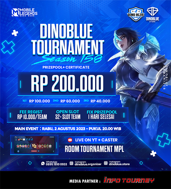 turnamen ml mlbb mole mobile legends agustus 2023 dino blue season 158 poster