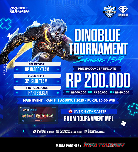 turnamen ml mlbb mole mobile legends agustus 2023 dino blue season 159 poster