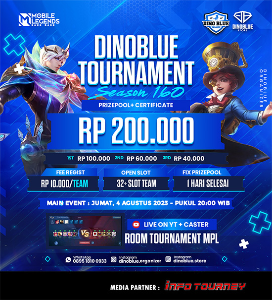 turnamen ml mlbb mole mobile legends agustus 2023 dino blue season 160 poster