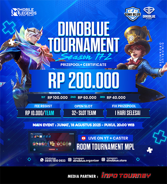 turnamen ml mlbb mole mobile legends agustus 2023 dino blue season 172 poster